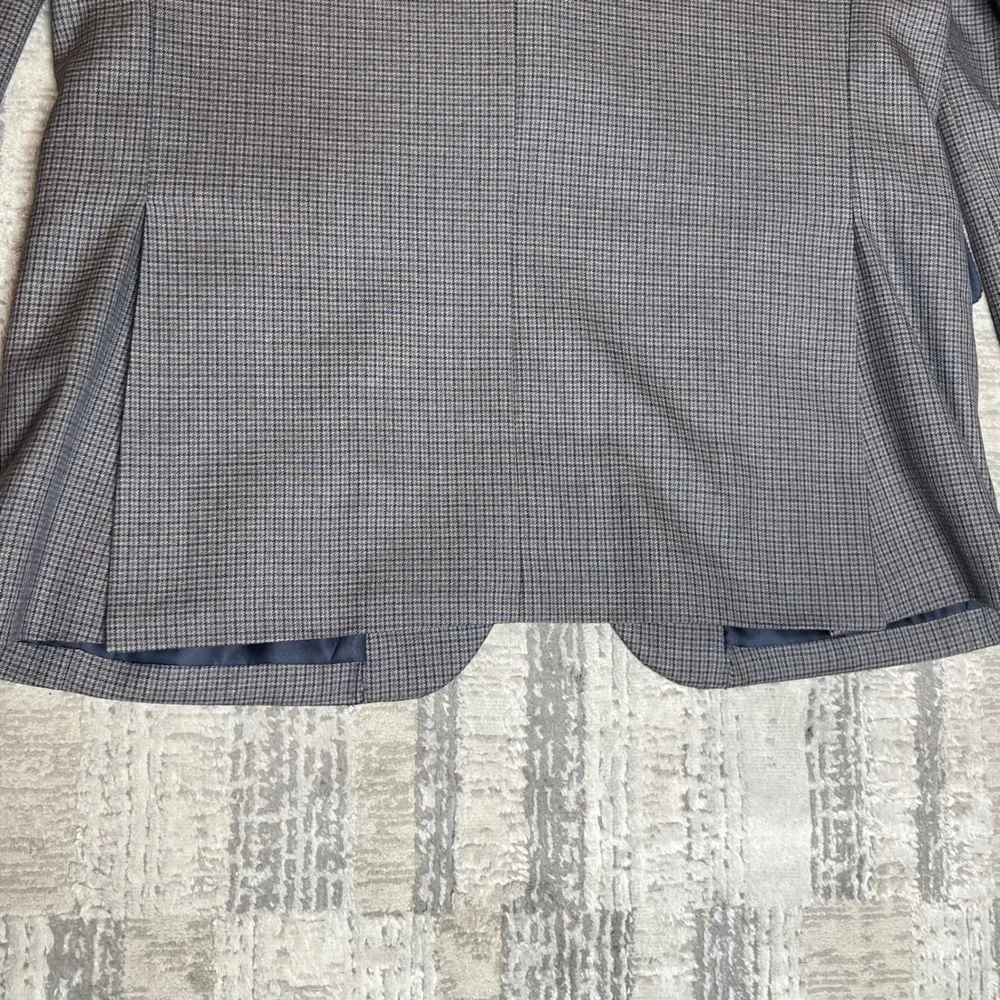 Jos A Bank Executive Blazer Mens 42R Grey‎ 100% Wool Houndstooth Sport Coat 42R
